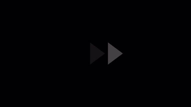 Fast forward symbol icon animation on transparent background. Fast forward sign moving forward with alpha channel in 4k.