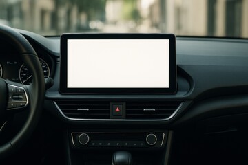 Blank car dashboard screen mockup for UI design or branding presentation with clean interior layout and modern concept interface display. Ai generative