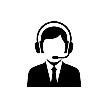 A professional customer support agent in suit and tie wearing headset with microphone, ideal for helpdesk services, tech support companies, call center branding