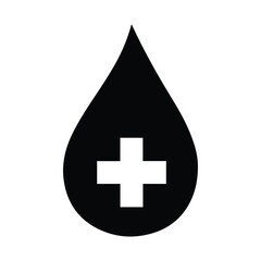 Fototapeta premium Medical drop with cross silhouette icon representing blood donation and emergency healthcare