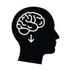 Obraz premium Silhouette of a human head with a brain and arrow for psychology mental health and learning concepts