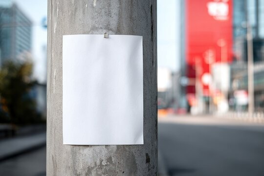 Blank poster on urban pole.