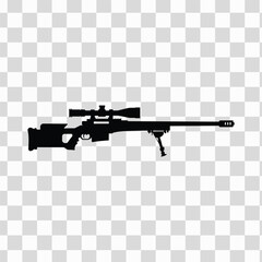 Black Silhouette Long Range Sniper Gun Vector Icon