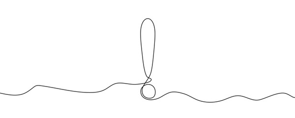 One continuous line of an exclamation mark. Minimalist line art drawing of an attention symbol and important notification in one line art style. Vector illustration © Viktoriia