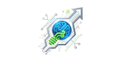 A green robotic hand giving a thumbs up isolated on transparent background with circuit board design