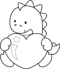 Fototapeta premium Coloring book of cute Dinosaur character clip art for children. Outline of Dinosaur 