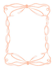 Coquette Watercolor Vector Frames. Vector Brush Design Background. Vintage Ribbon Wedding Photo Card Stroke. Abstract Empty Girly Illustration Menu Banner. Retro Hand Drawn Effect Gift Label Banner.