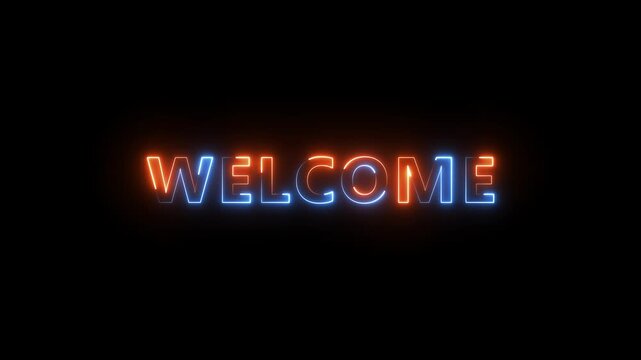 welcome neon sign animation 4k video.
