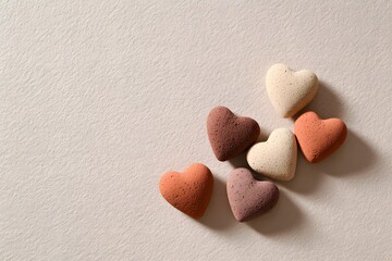 Obraz premium Small handmade heart shapes in various colors ready for St