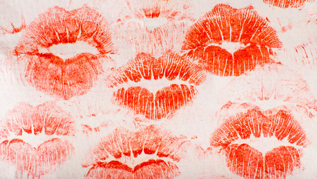 kiss marks on a white background