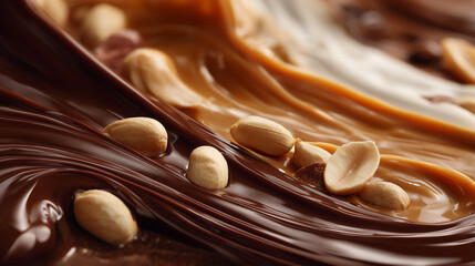 Erdnüsse gebettet in einem Aufstrich aus Schoko und Karamell