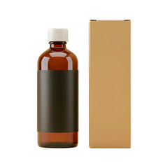 Amber Glass Bottle and Cardboard Box Product Mockup
