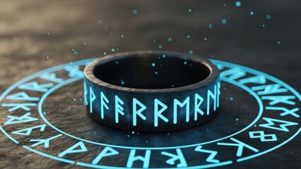 Glowing rune circle with blue magical symbols
