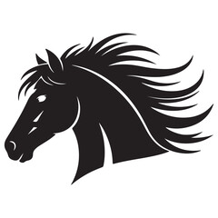 Obraz premium Running Horse Head Silhouette Symbol of Speed and Strength