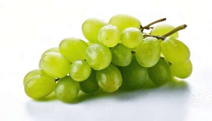 Fresh Green Grapes on White Background.