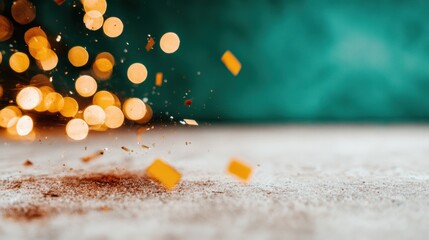 An abstract image showcasing sparkles and dynamic movement, with vibrant colors blending beautifully to convey energy, creativity, and celebration in a captivating way.