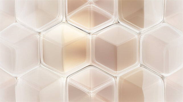 柔らかいベージュトーンの立体的な六角形パターン