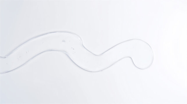 白い背景に流れる一筋の透明な液体のライン