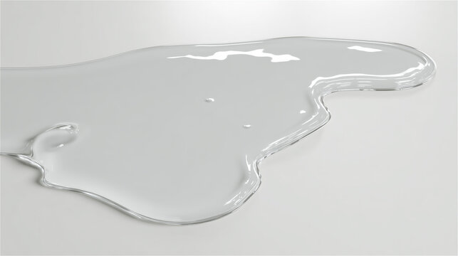 白い背景に広がる透明な水のテクスチャ