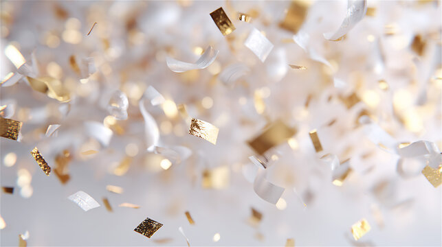 泡とゴールドの粒子が舞う華やかなバックグラウンド