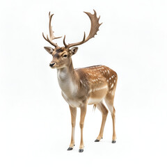 Obraz premium Fallow Deer Wildlife Isolated on White
