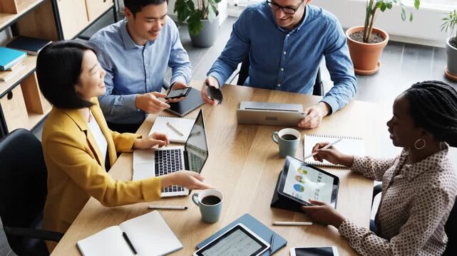 Diverse Team Collaborating in Modern Office.