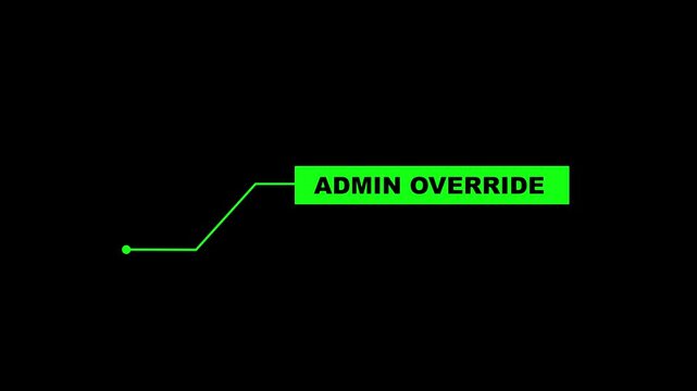 Animation of HUD elements with text Admin Override. Animate a white callous for text. HUD elements on black background. Futuristic callout titles.