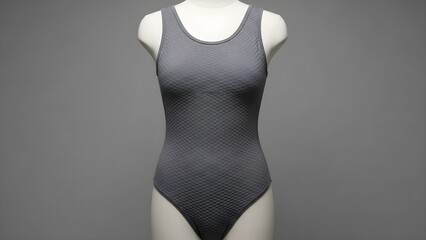 Gray One-Piece Swimsuit on Mannequin Product Shot