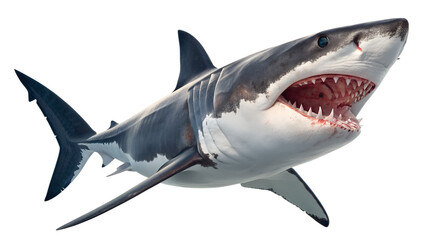 Fototapeta premium Great white shark isolated on transparent background