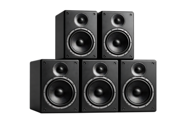 Modern Studio Monitor Loudspeakers Stacked in Pyramid Shape for Powerful Bass and Stereo Performance