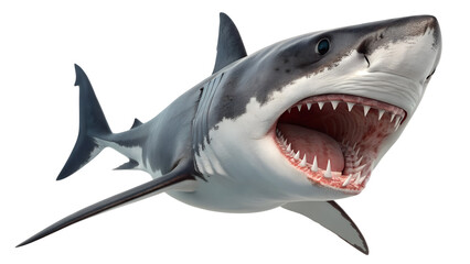 Fototapeta premium Great white shark head close-up isolated on transparent background