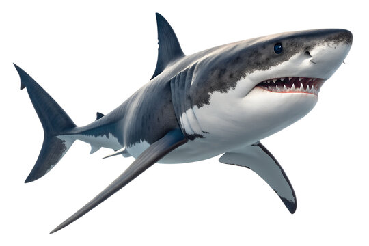 Great white shark isolated on transparent background