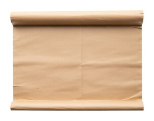 Unrolling blank paper for creative projects at home isolated on transparent background