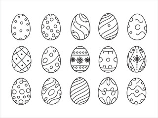 Collection of Decorative Easter Eggs Coloring Page Template