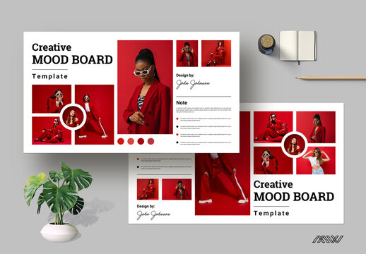 Mood Board Design With Red Accents