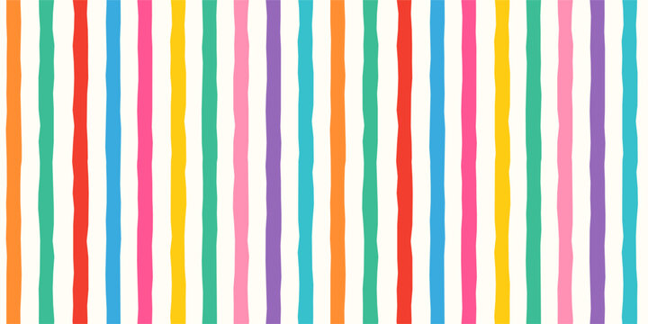 Colorful organic stripes vector seamless pattern for summer designs, Irregular vertical lines background