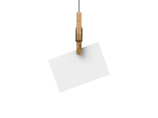  Business Card Mockup on Сlothespin, 3d rendering