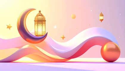 Ramadan abstract colorful background with lantern 