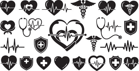 Medical symbols and icons for healthcare and wellness industry