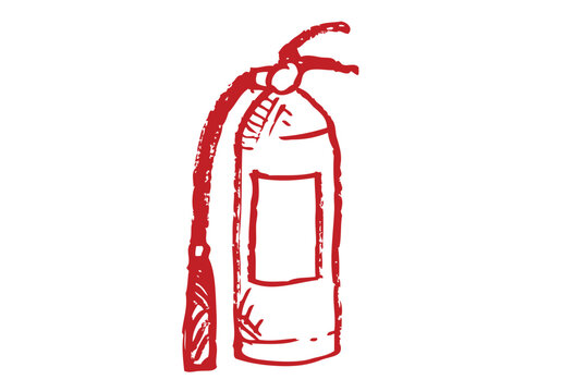 Hand Sketch of a Hand Held Fire Extinguisher. Clip Art.