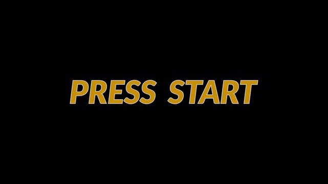 Press Start Game Ui Screen animation on transparent background, Press Start ui message with alpha channel in 4k.