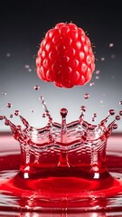 Captivating raspberry collision creating a dynamic splash of color