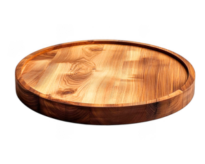 Smooth wooden plate displaying detailed grain stands out beautifully on transparent background