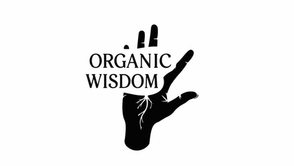 Obraz premium Wisdom hand symbol with organic text, representing growth and enlightenment