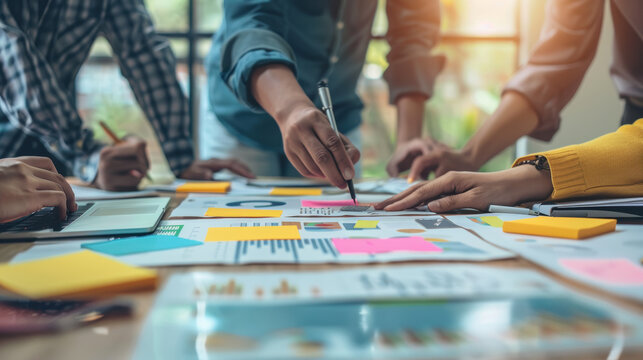 Confident creative professional leading a brainstorming session in a modern startup office. - Powered by Adobe