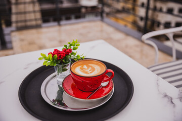 A cup of coffee with foam