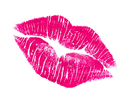 Lipstick kiss mark on white background