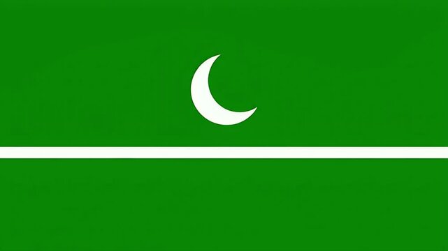 Animated flag with sun and crescent moon symbols on green background.