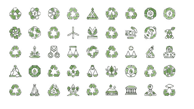 Set of green floral alphabet letters featuring eco nature leaf elements and flower patterns for an organic vector icon design collection