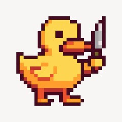 Obraz premium Pixelated duck with knife